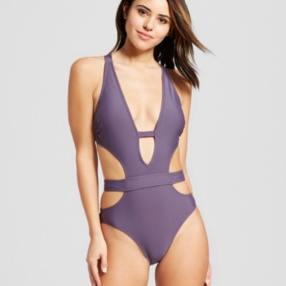 Xhilaration cutout purple one piece swimsuit. Great for pole dance